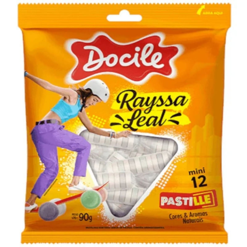 Pastilha Sabor Frutas Docile Rayssa Leal Pacote com 12 Mini 90g