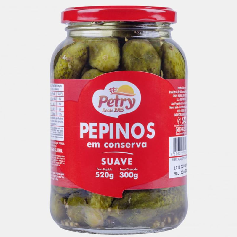 Pepinos em Conservas Suave Petry Vidro 300g