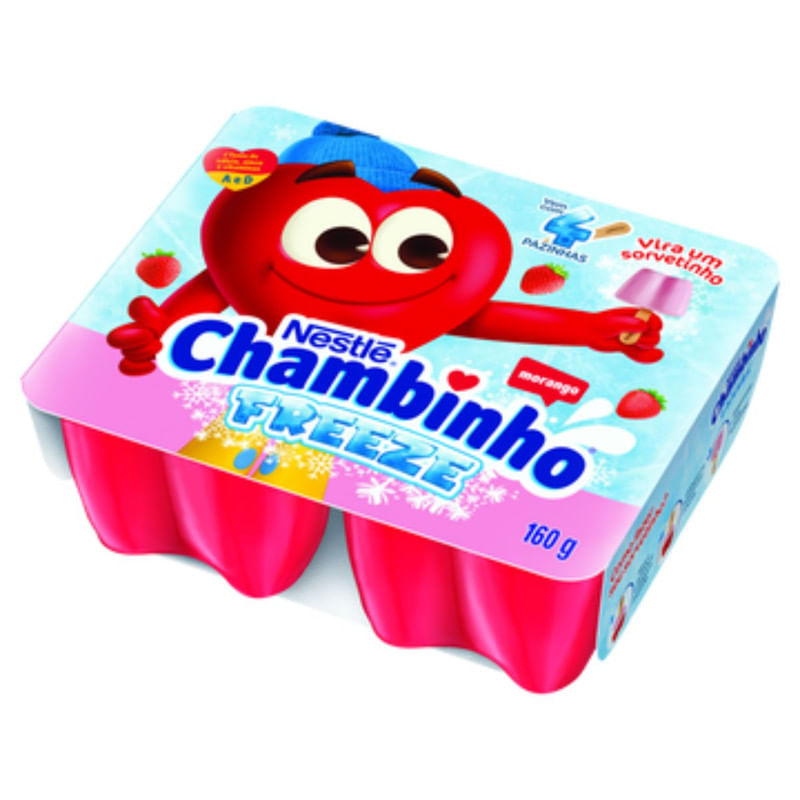 Petit Suisse Morango Chambinho Freeze Bandeja com 4 Unidades 160g