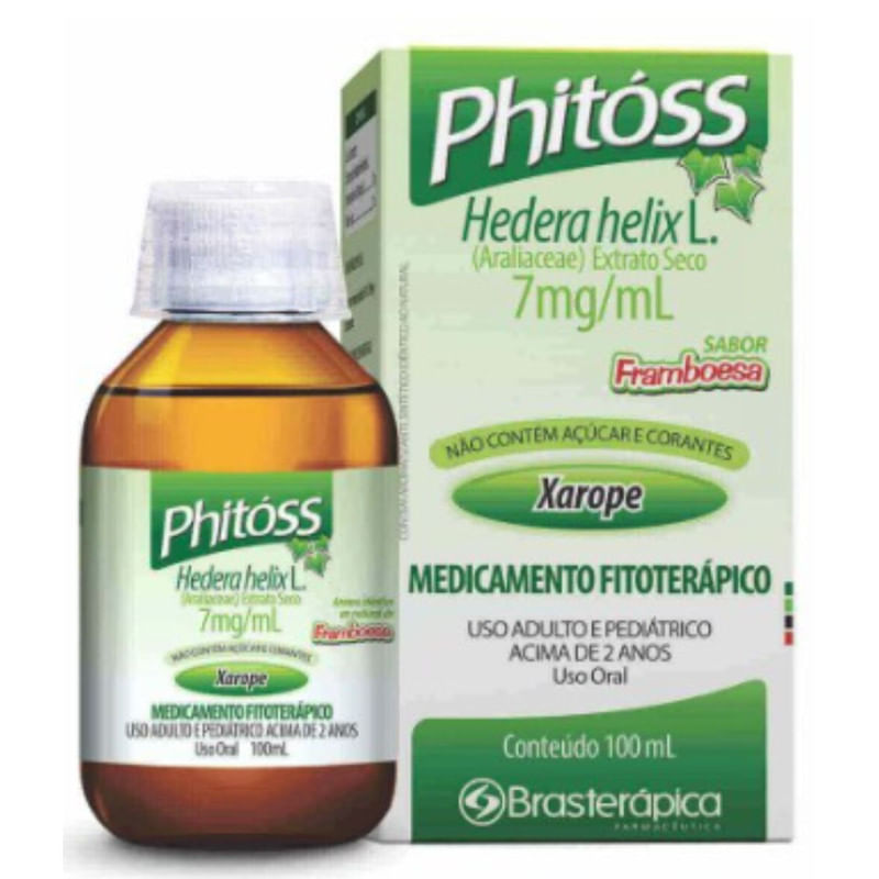 Phitóss Hedera Helix 7 mg/ml Sabor Framboesa Xarope com 100 ml