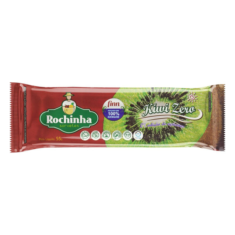 Picolé Zero Kiwi Lactose Rochinha Pacote 55g