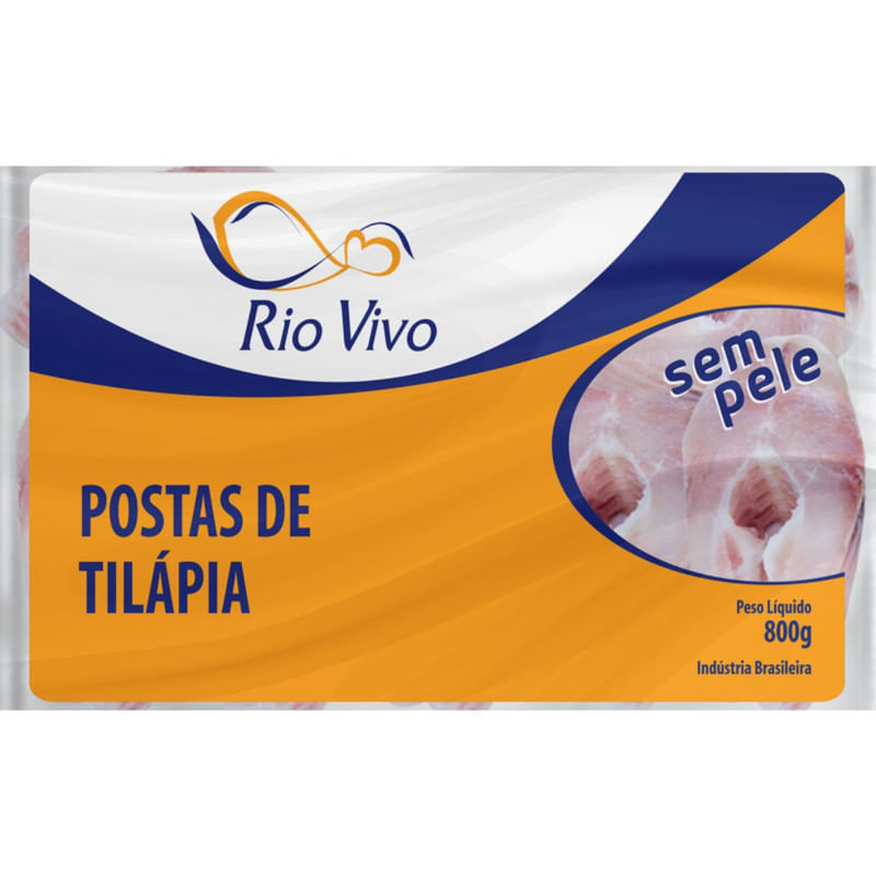 Posta de Tilápia sem Pele Rio Vivo Pacote 800g