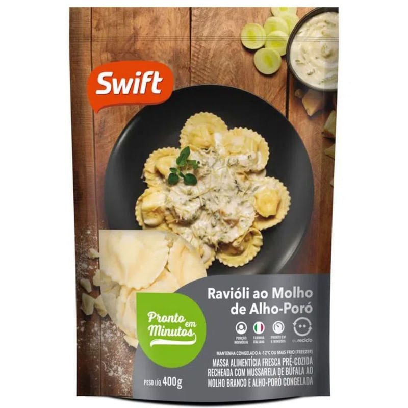 Prato Pronto Ravioli com Molho de Alho Poró Swift Embalagem 400g