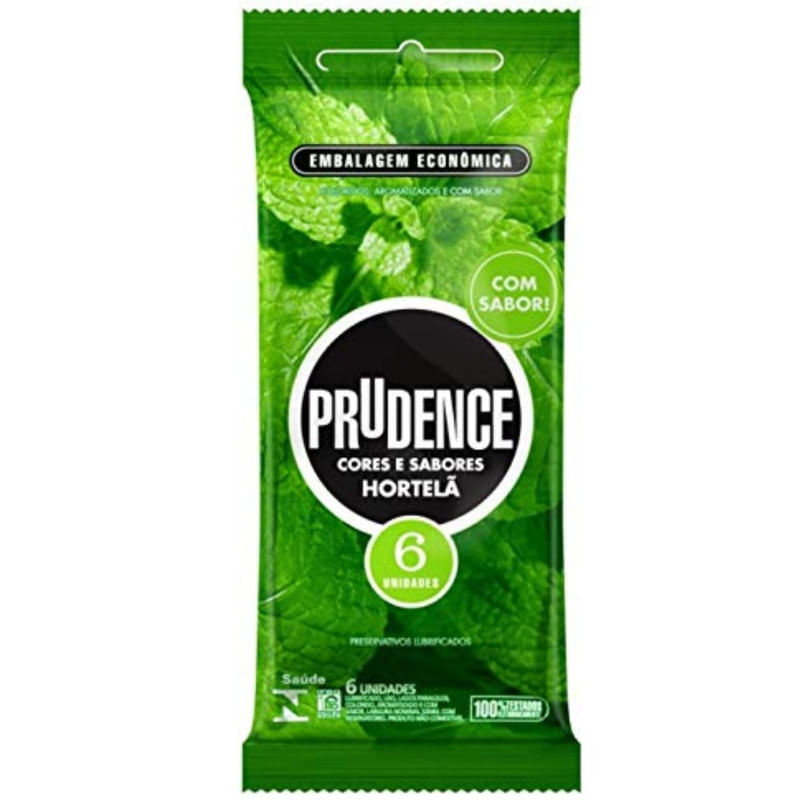 Preservativo Lubrificados Prudence Sabor de Hortelã 6 Unidades