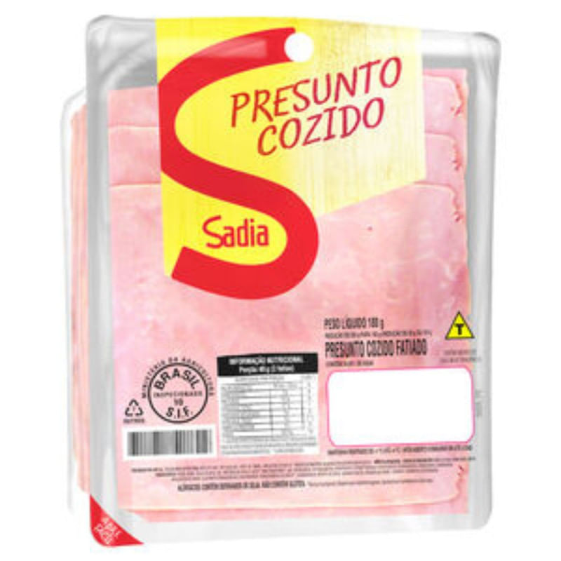 Presunto Cozido Fatiado Sadia Pacote 180g