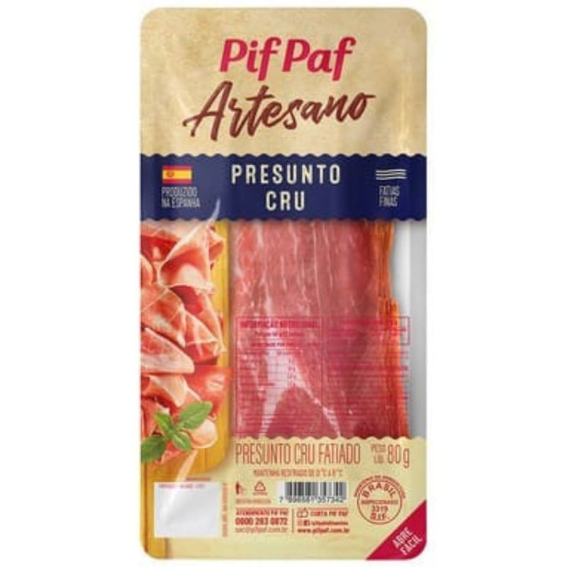 Presunto Cru Fatiado Pif Paf Artesano 80g