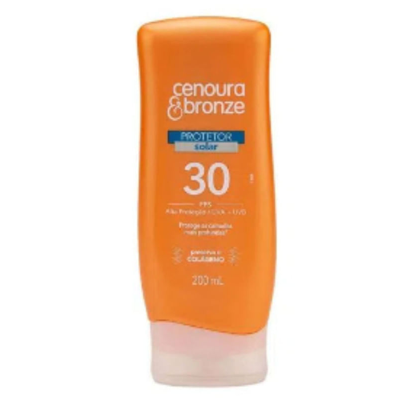 Protetor Solar  Alta Proteção FPS 30 Cenoura e Bronze 200ml