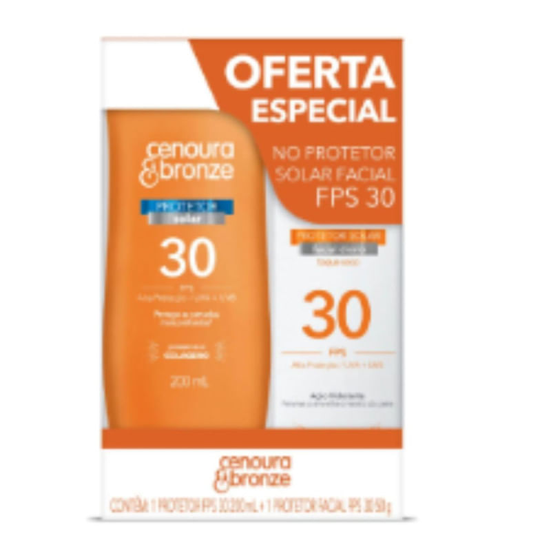 Protetor Solar Corporal  E Facial FPS 30 Cenoura e Bronze 200m 50g