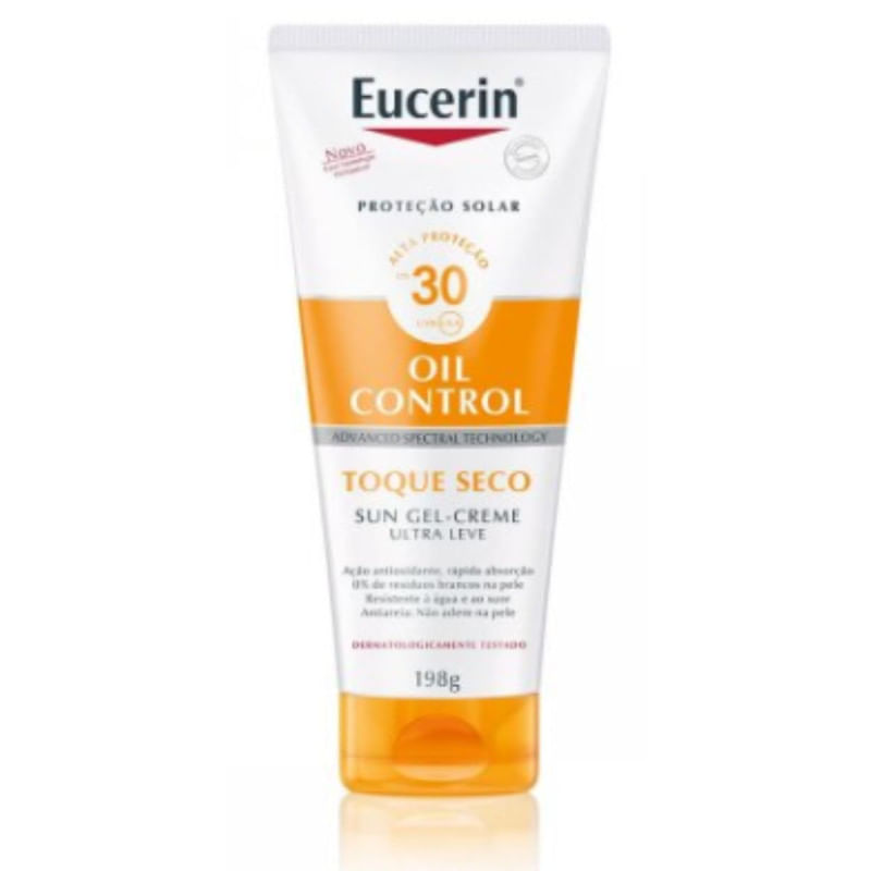 Protetor Solar Corporal Eucerin Sun Gel-Creme Oil Control Toque Seco FPS 30 com 200 ml