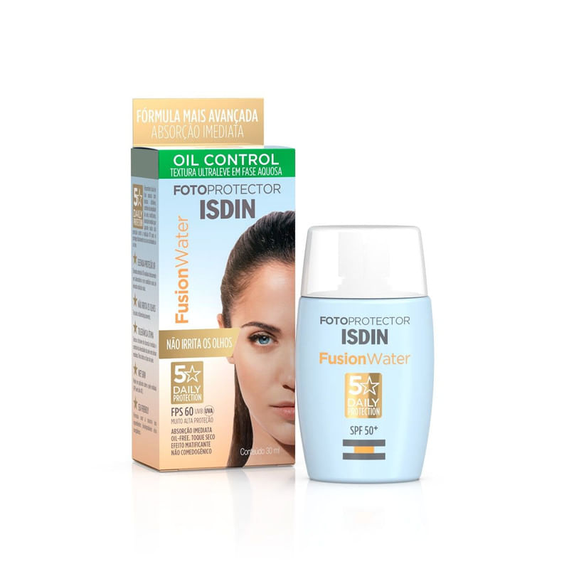 Protetor Solar Facial Fusion Water Star FPS60 Isdin Com 30ml