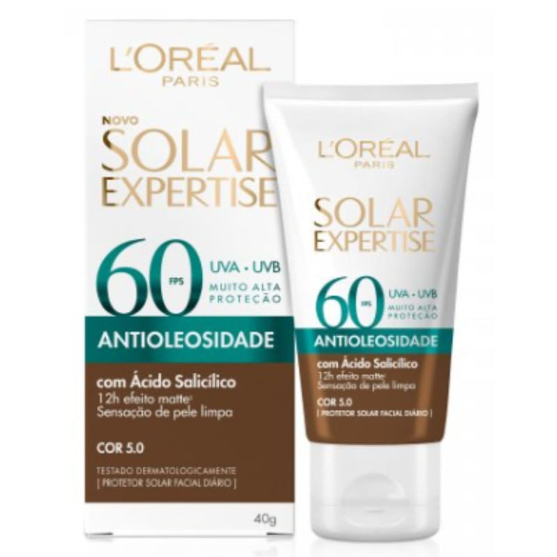 Protetor Solar Facial L&apos;Oréal Paris Solar Expertise Antioleosidade FPS 60 Cor Negra FPS 60 com 40 g