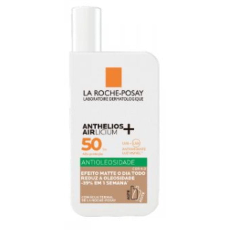 Protetor Solar Facial La Roche-Posay Anthelios Airlicium Fluido Antioleosidade com Cor 4.0 FPS 50 com 40 ml