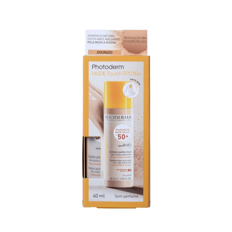 Protetor Solar Photoderm Nude Touch Dourado Bioderma FPS 50 com 40 ml