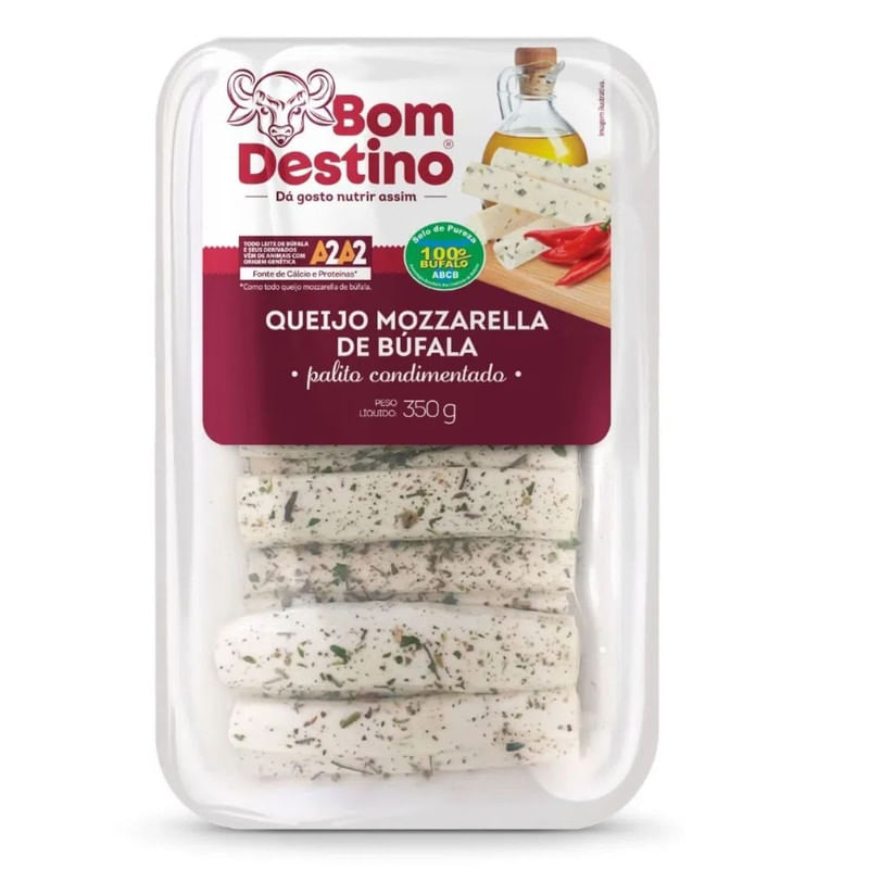 Queijo Mozzarella Bufala Palito Condimentada Bom Destino Bandeja 350g