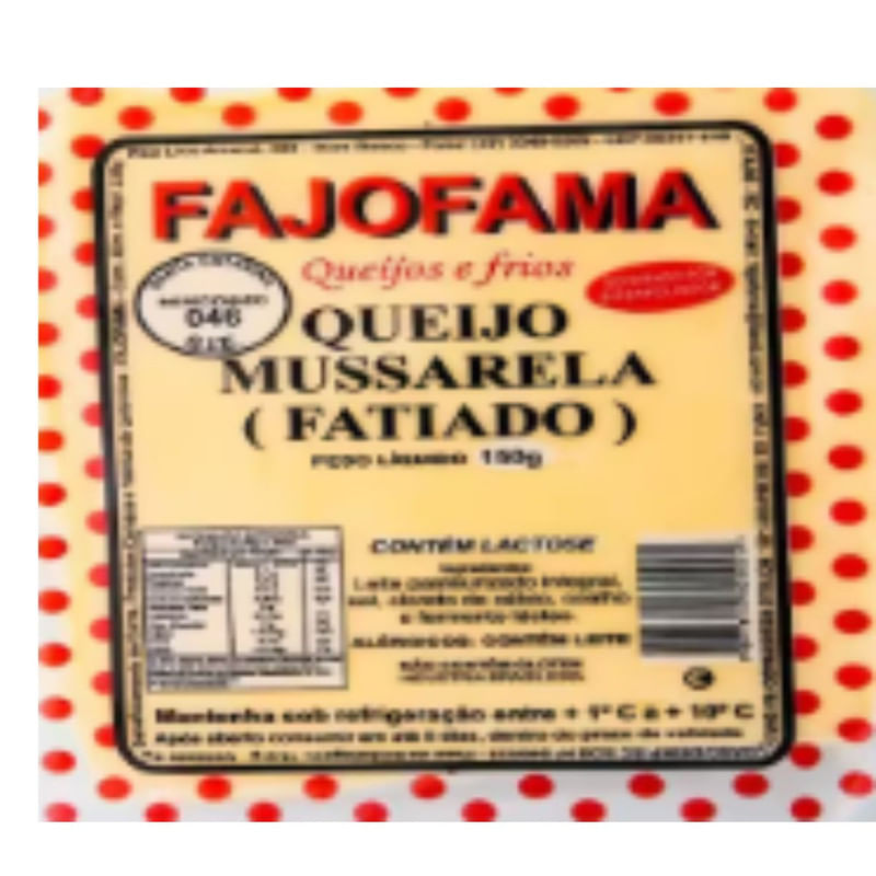 Queijo Mussarela Fatiado Fajofama 150g