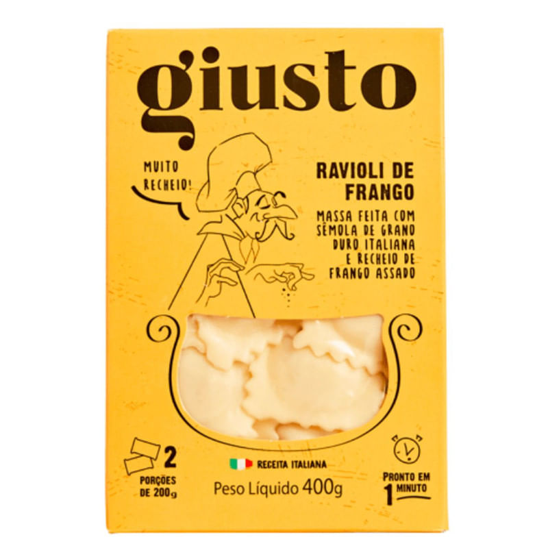 Ravioli Congelado de Frango Giusto Caixa 400g