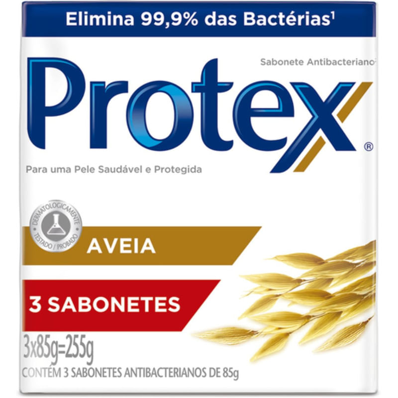 Sabonete em Barra Antibacteriano Aveia Protex 3 Unidades 85g