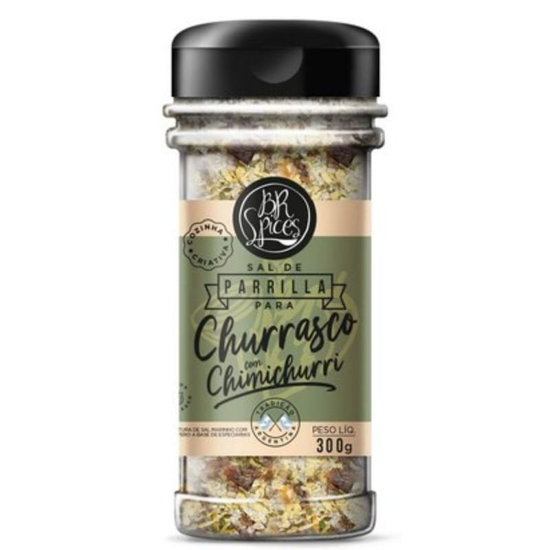 Sal de Parrilla para Churrasco com Chimichurri Br Spices Frasco 300g