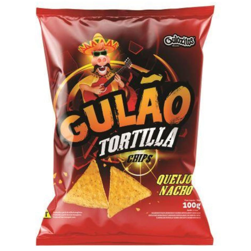 Salgadinho Tortilla Chips Sabor Queijo Nacho Gulão Pacote 100g