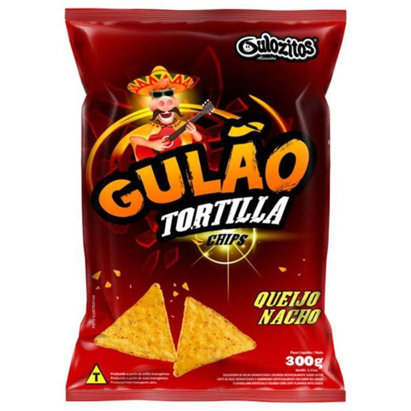 Salgadinho Tortilla Chips Sabor Queijo Nacho Gulão Pacote 300g