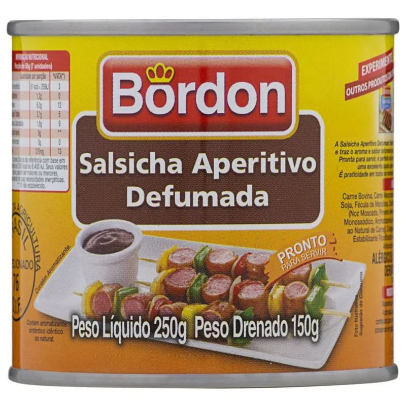 Salsicha Aperitivo Defumada Bordon Lata 150g