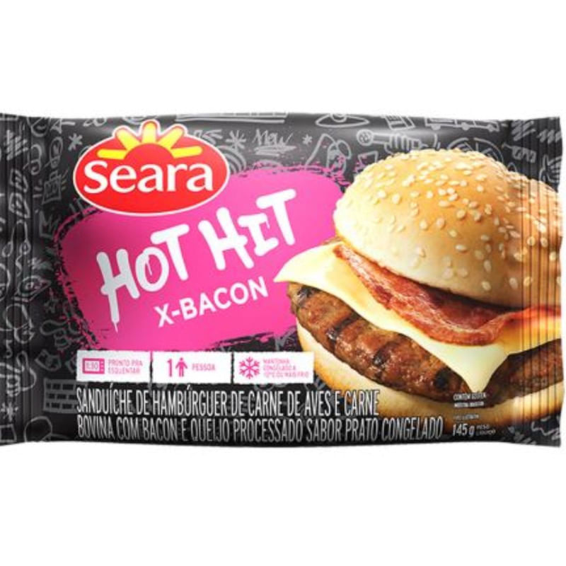 Sanduíche X-Bacon Hot Hit Seara Embalagem 145g