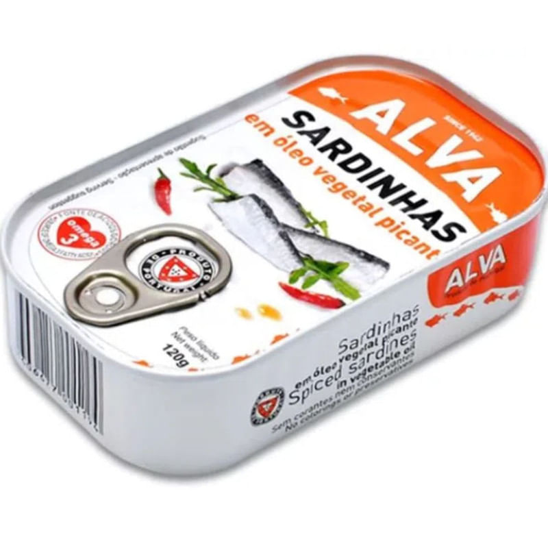 Sardinha Portuguesa em Óleo Vegetal Picante Alva Lata 120g