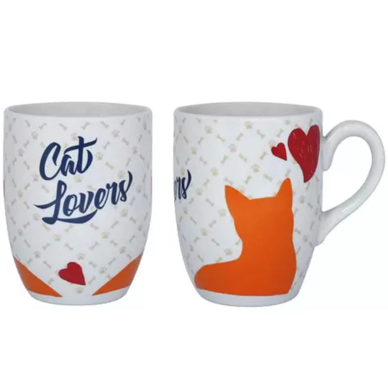 Caneca de Porcelana Branca CatLovers Etilux 350ml