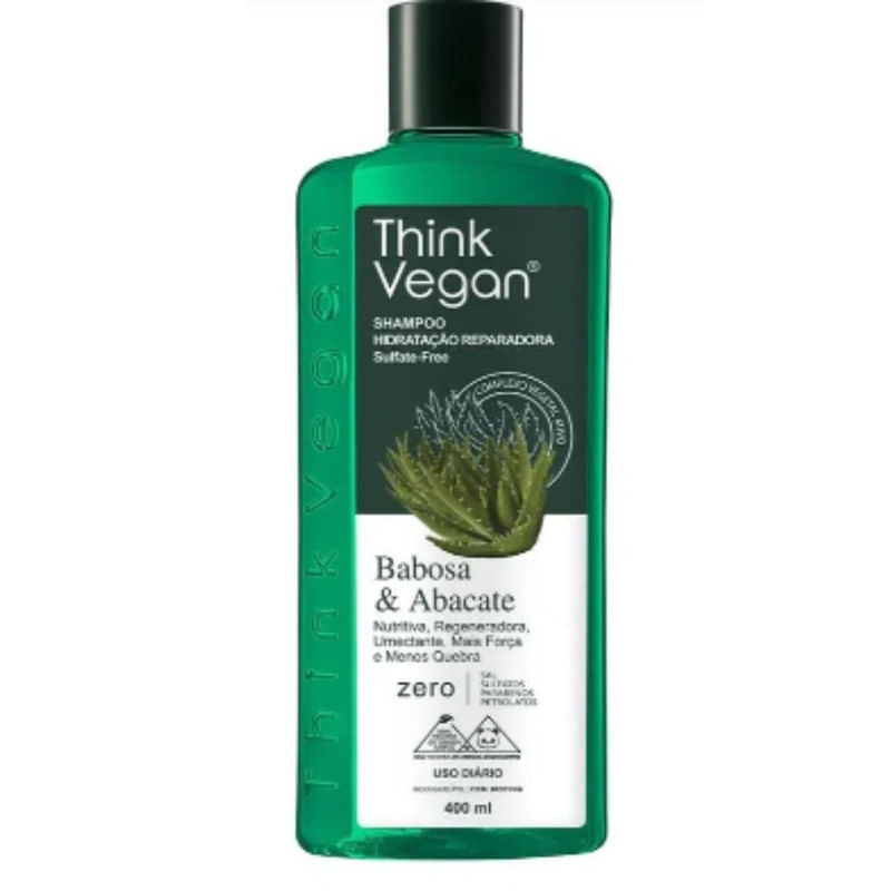 Shampoo Hidratação Babosa e Abacate Think Vegan 400ml