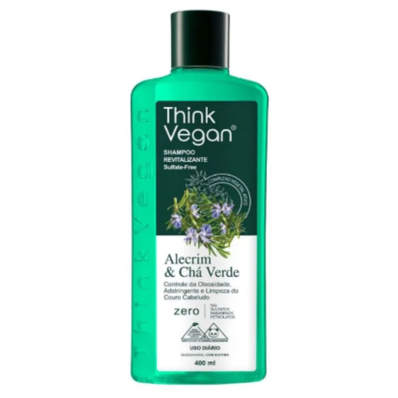 Shampoo Vegano Revitalizante Alecrim e Chá Verde Think Vegan 400ml