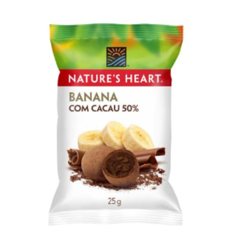 Snack Banana Com Cacau Natures Heart 25g