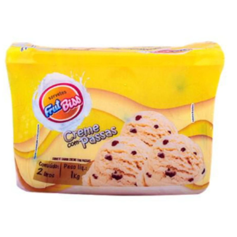 Sorvete Creme Com Passas Fruitbiss 1,5l