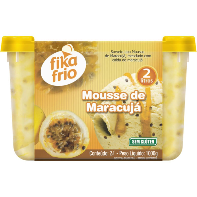 Sorvete de Mousse de Maracujá Fika Frio Pote 2 Litros