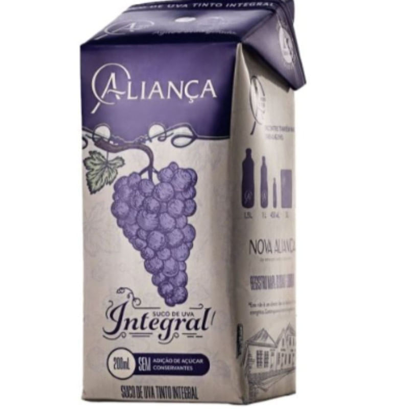 Suco De Uva Tinto Integral Aliança 200ml