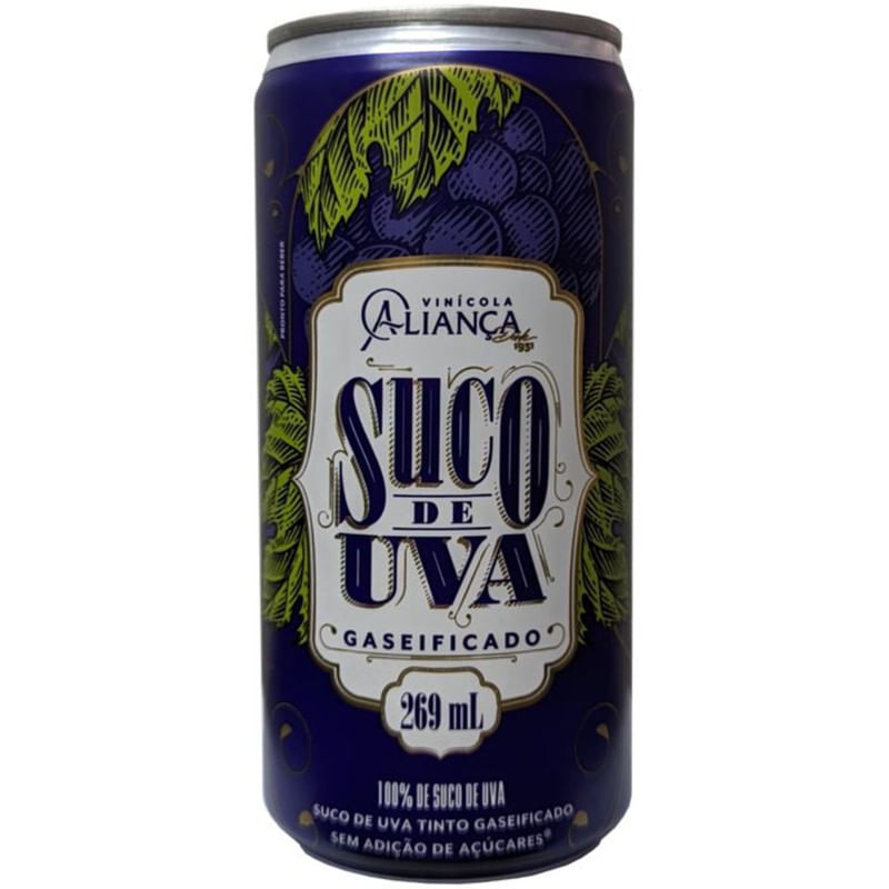 Suco de Uva Gaseificada Aliança Lata 269ml