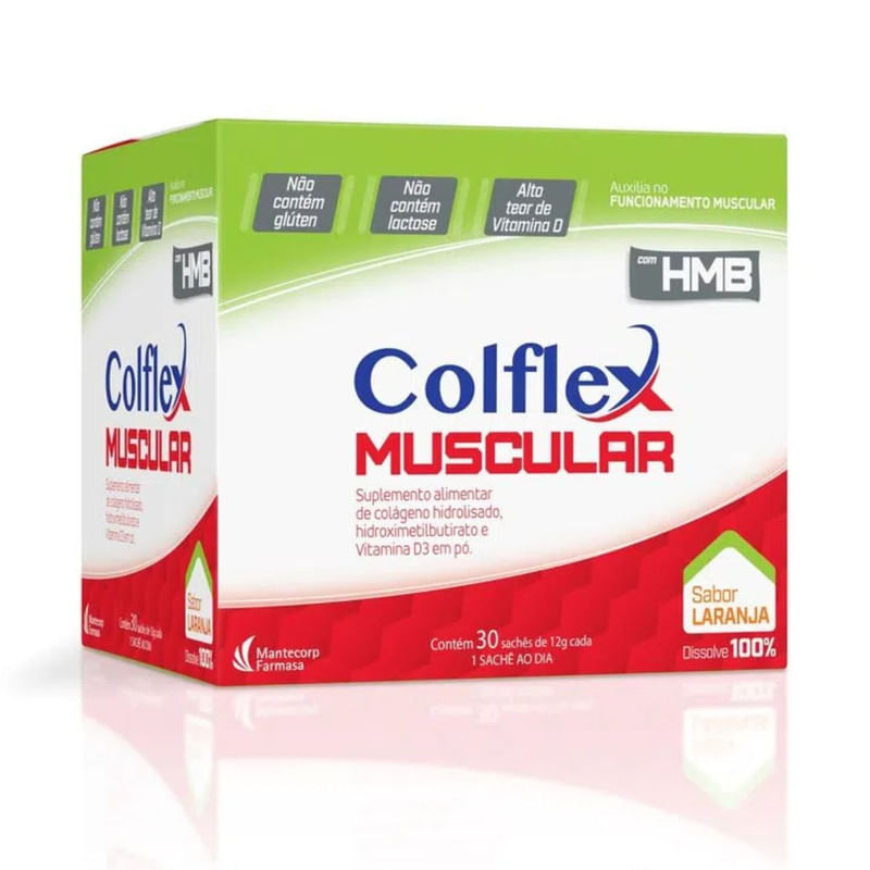 Suplemento Alimentar Colflex Muscular de Laranja Com 30 Sachês