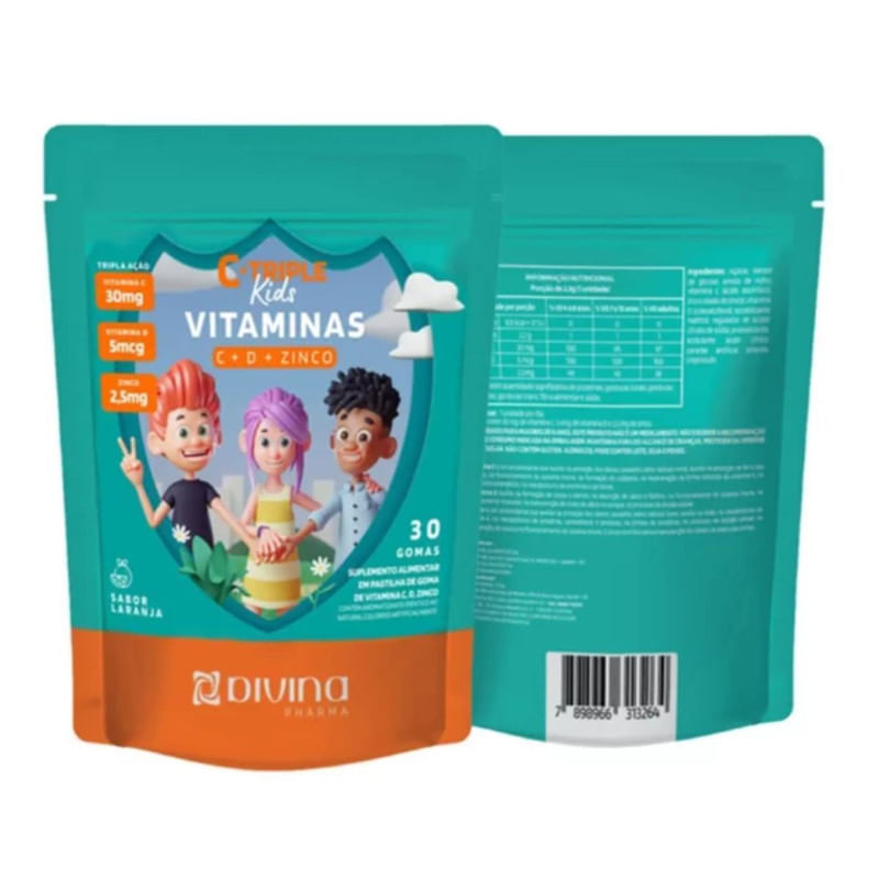 Suplemento Alimentar Infantil C-Triple Kids Vitaminas Com 30 Gomas