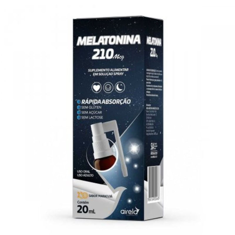 Suplemento Alimentar Melatonina 210mcg Spray Airela Com 20ml