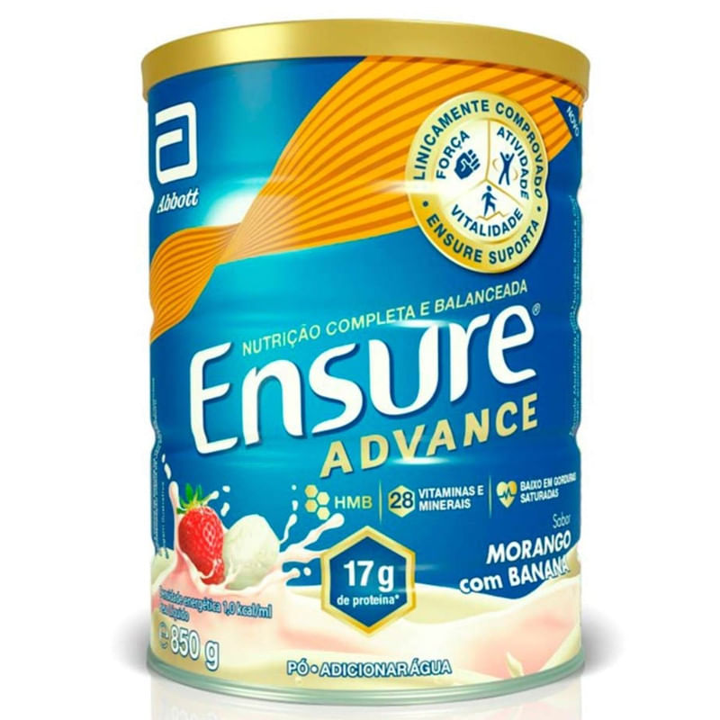 Suplemento Nutricional Ensure Advance Morango com Banana Lata 850g