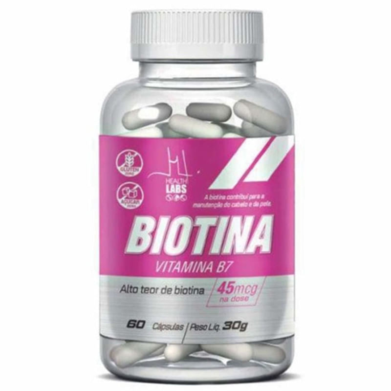 Suplemento de Biotina Health Labs Frasco com 60 Cápsulas