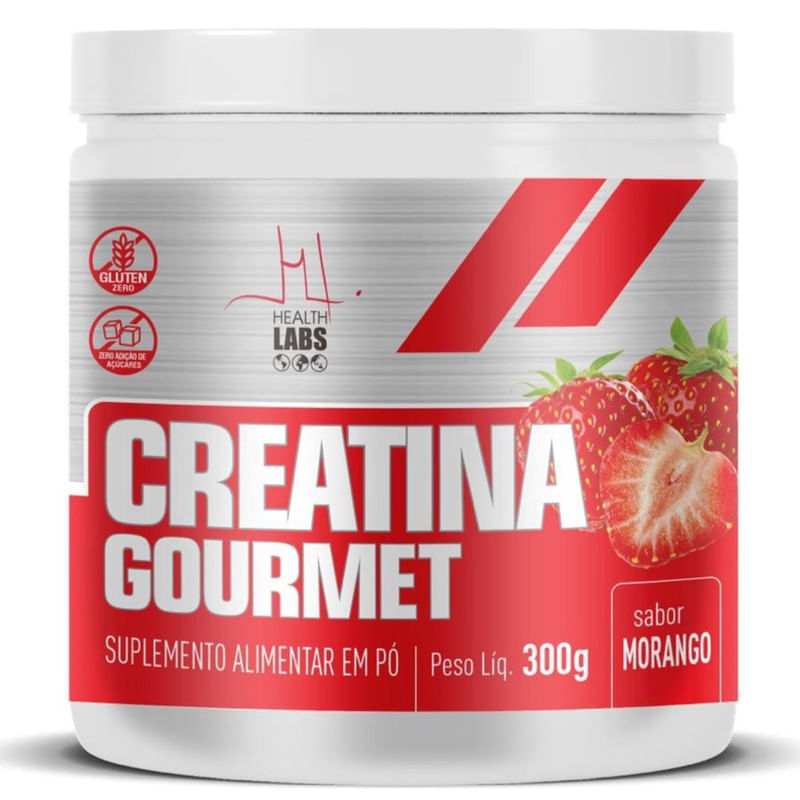 Suplemento de Creatina Gourmet Sabor Morango Health Labs Pote 300g