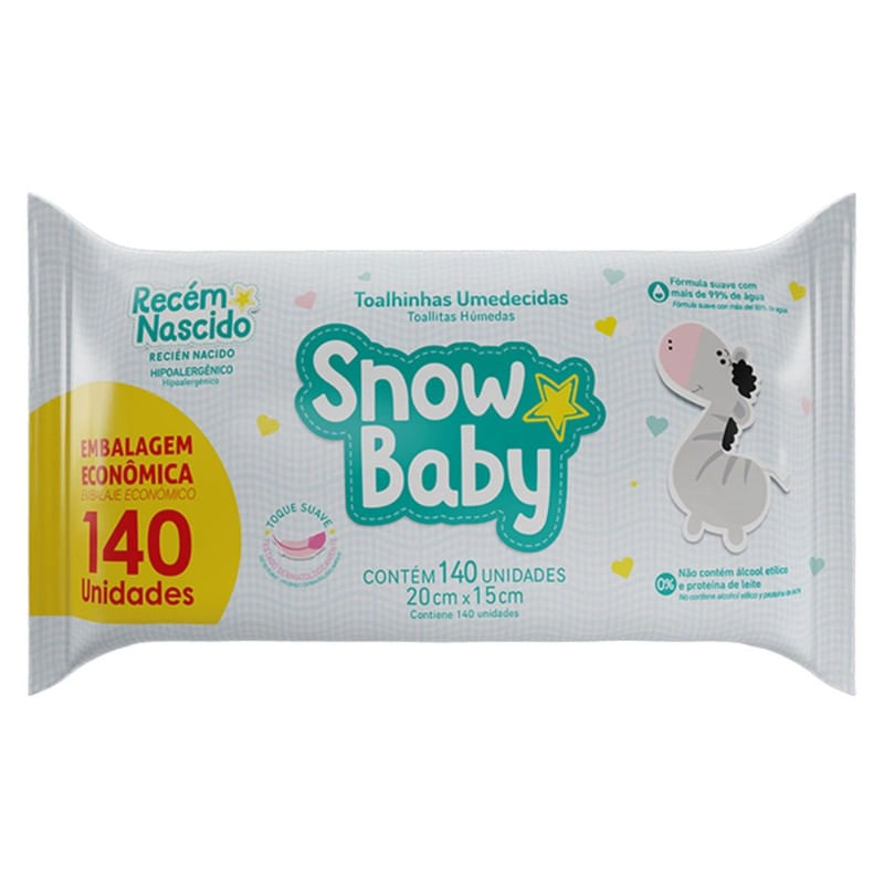 Toalha Umedecida Snow Baby Recém Nascido 140 Unidades