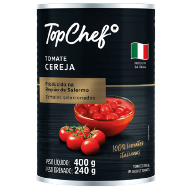 Tomate Cereja Sem Pele Italiano Top Chefe Lata 400g