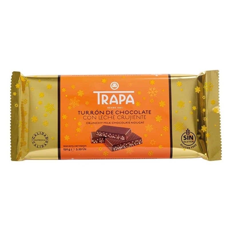 Torrone de Chocolate Crocante Trapa Milk Nougat Tablete 150g