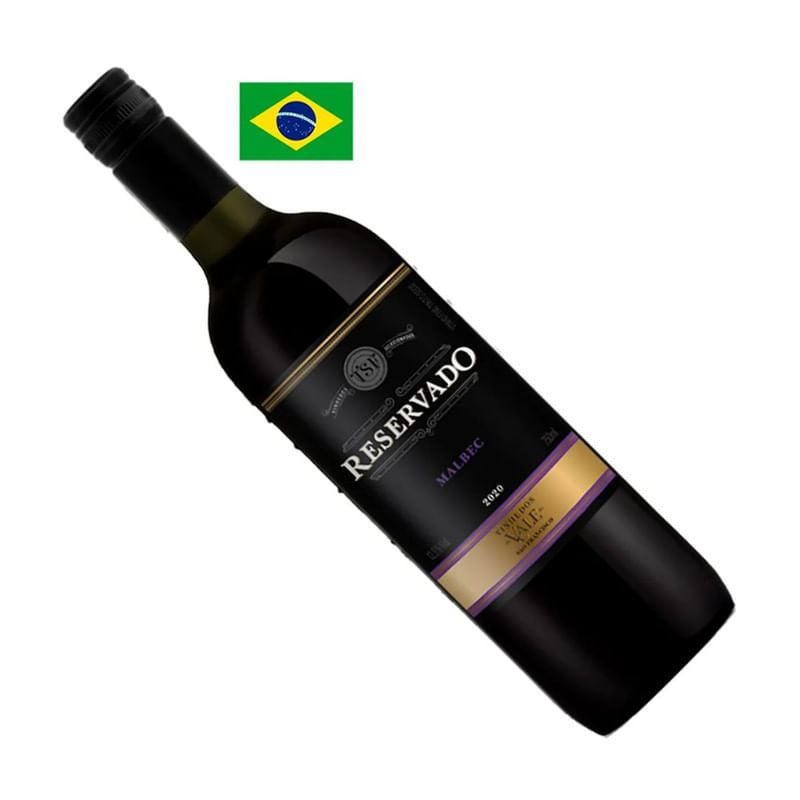 Vinho Tinto Seco Reservado Vinhedos do Vale Malbec Garrafa 750ml