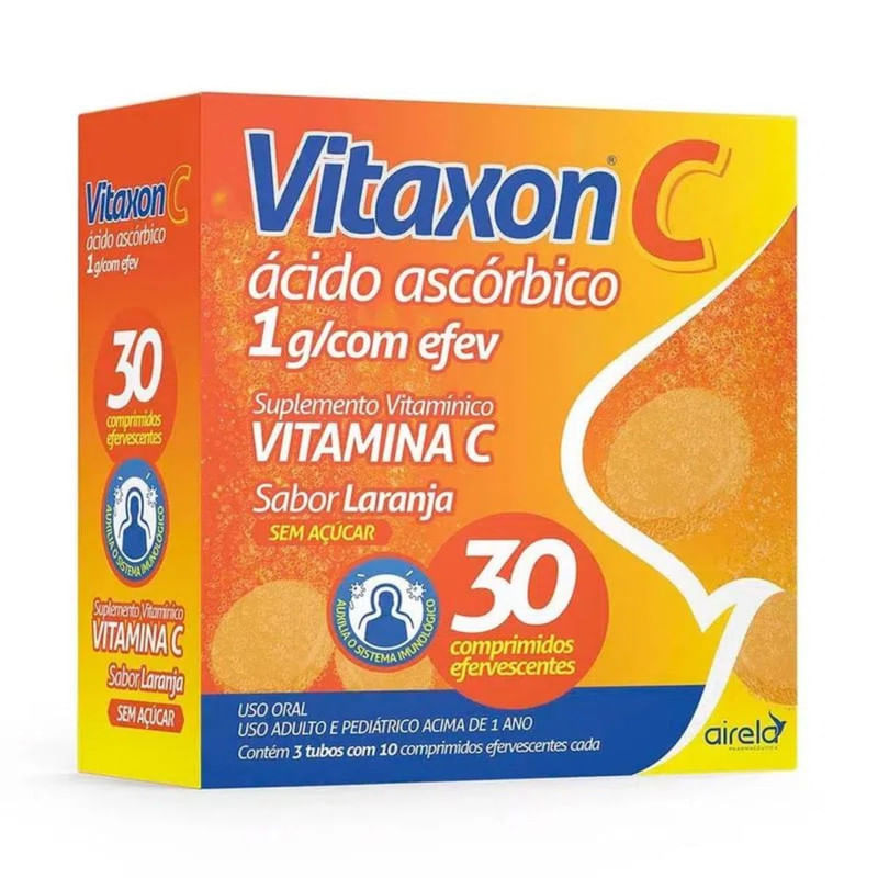 Vitaxon C Laranja 1 g com 30 Comprimidos Efervescentes