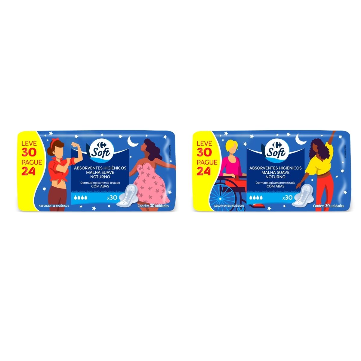 Absorvente Noturno Carrefour Soft com Abas Leve 30 Pague 24