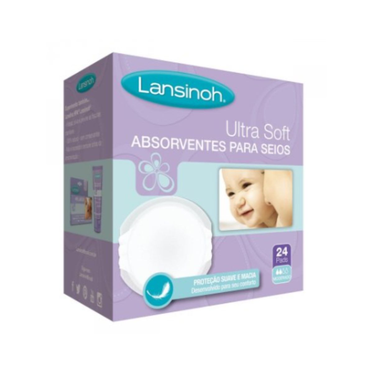 Absorvente para Seios Lansinoh Ultra Soft Descartável com 24 Unidades