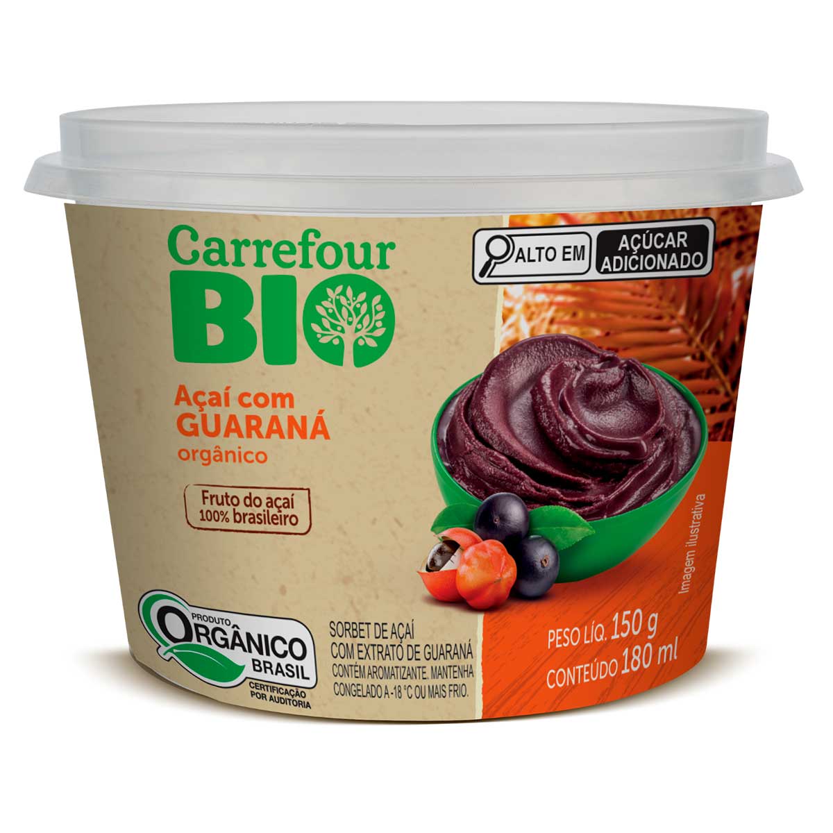 Açaí Orgânico Guaraná Carrefour Bio 180 ml