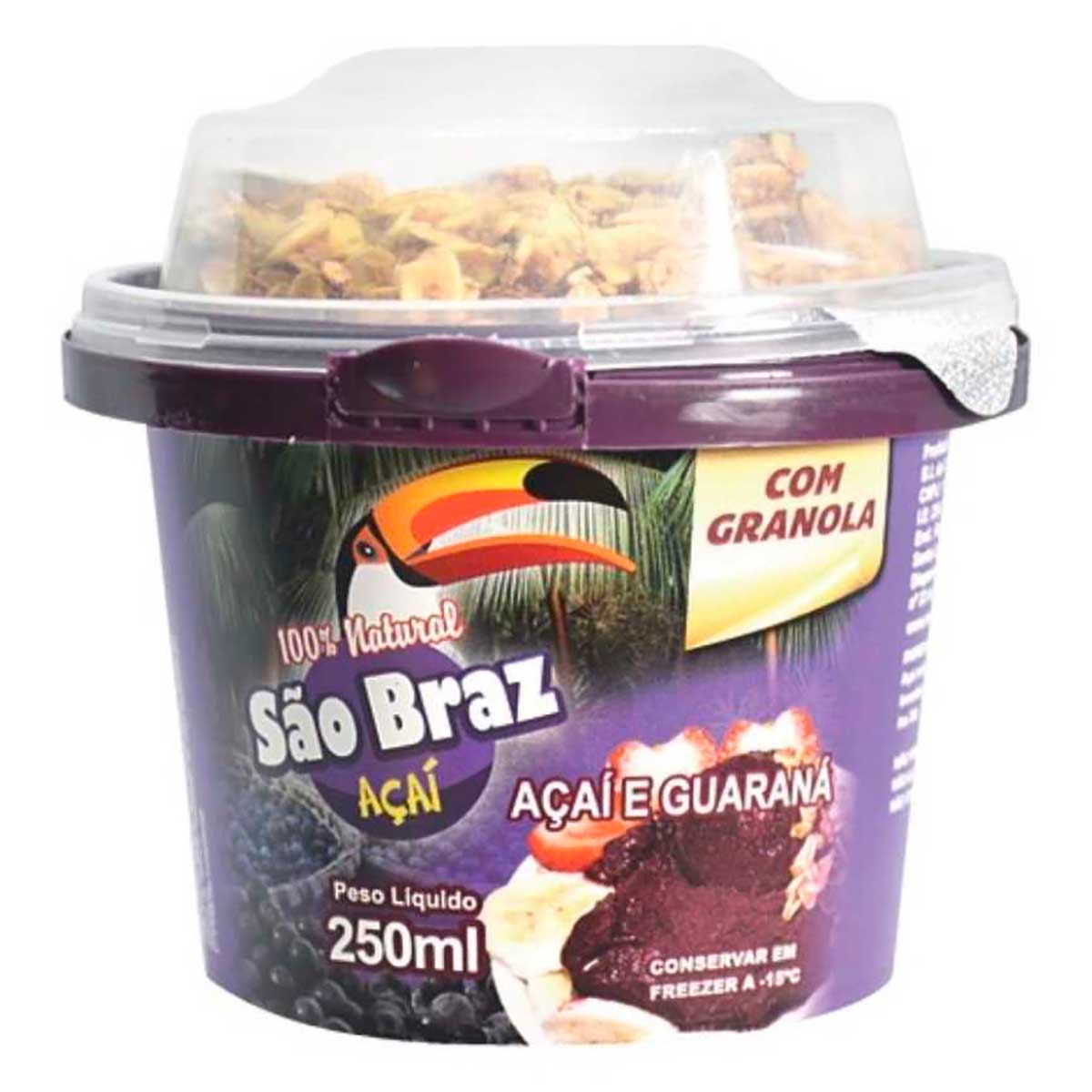 Açaí São Braz Guaraná Granola Pote 250 ml